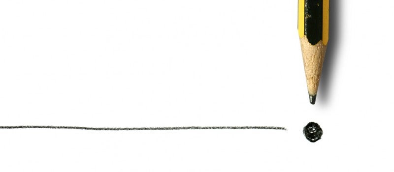 A pencil at the end of a straight pencil-drawn line.