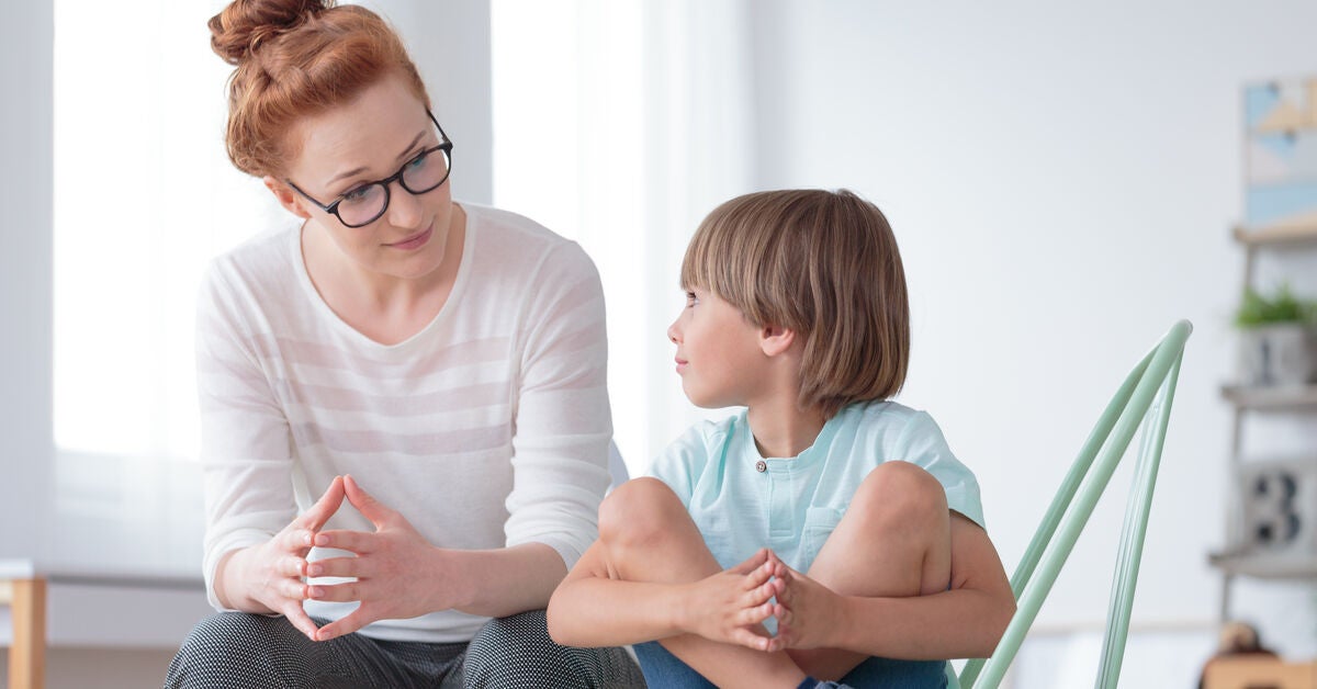 Child protection officer in a session with a child