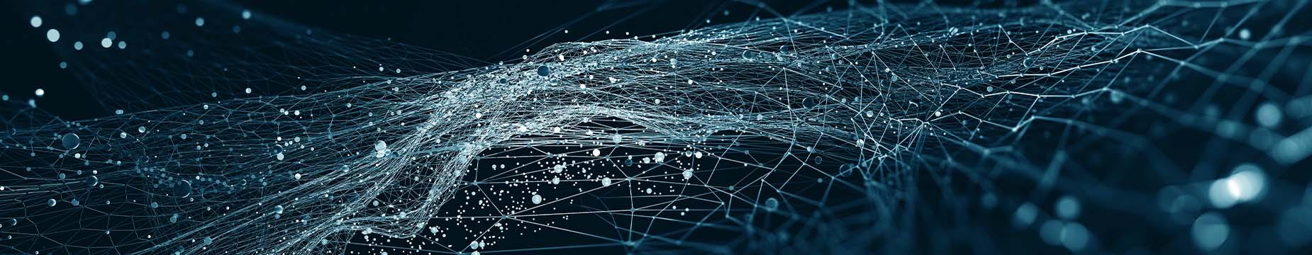 A computer-generated image depicting an intricate network of interconnected wires against a neutral background.