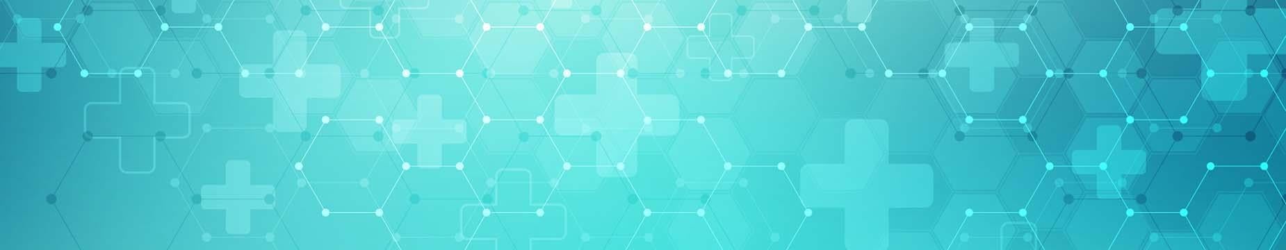 A medical-themed background featuring a hexagon pattern, symbolising innovation and technology in healthcare.