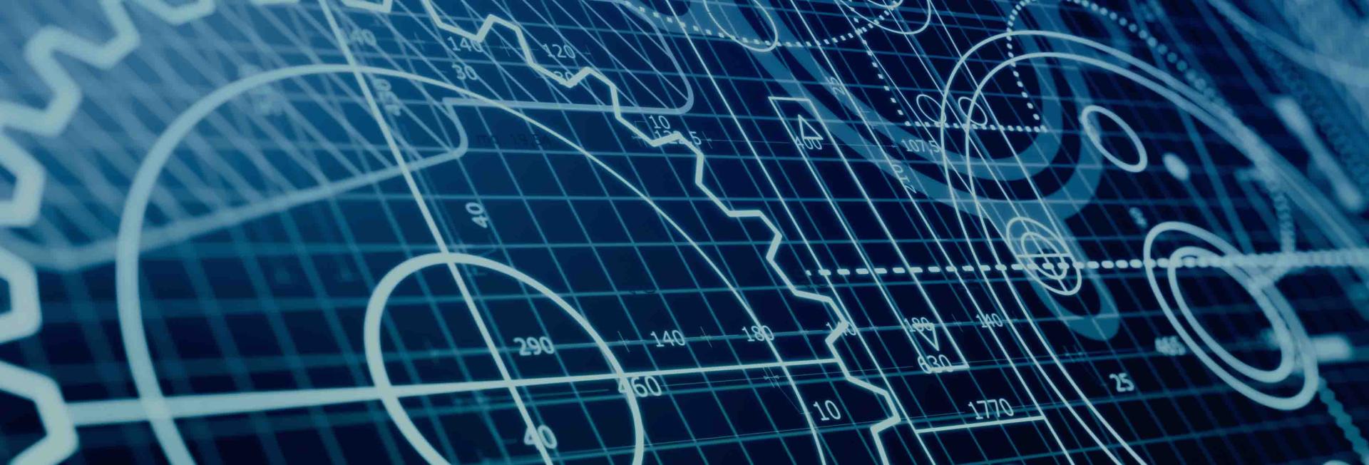 A close-up view of a blue background filled with numerous interlocking gears, showcasing intricate mechanical details.