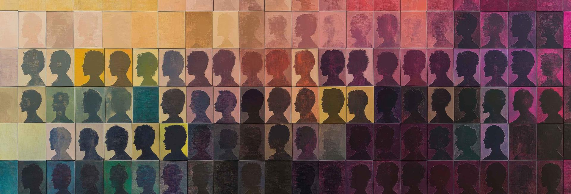 A vibrant painting featuring a spectrum of colors set against a deep black background, creating a striking visual contrast.