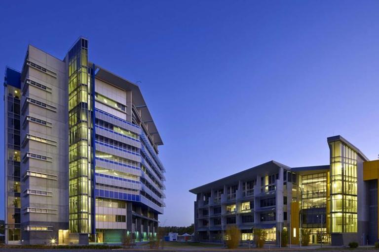 A scenic view of Southern Cross University showcasing its modern architecture and lush green surroundings.