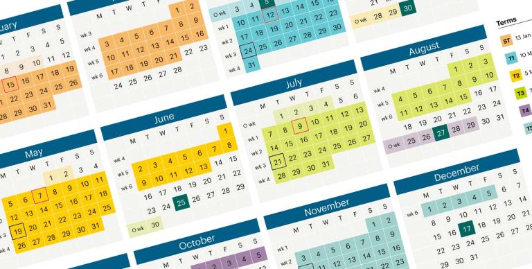 A calendar displaying various dates and times, highlighting the organisation of schedules and events.