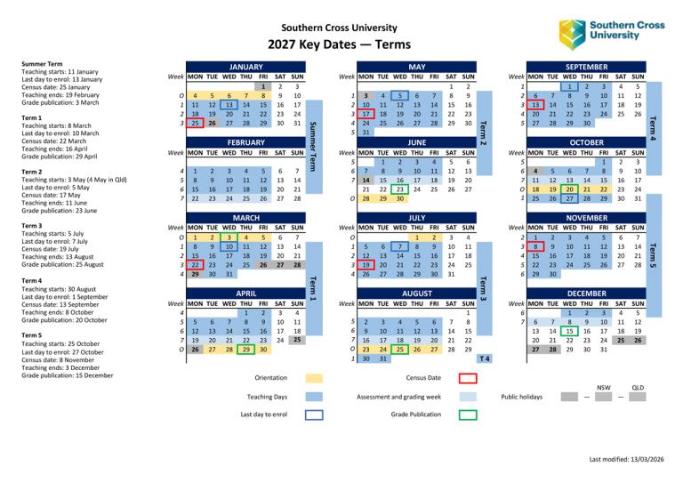 Academic Calendar 2027 Image